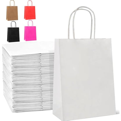 HAUSPROFI 30pcs Kraft Paper Bags for Gifts, Food & Sweets, Strong Carrier Bags with Twisted Handles for Kid Parties, Weddings, Thicken 130gsm