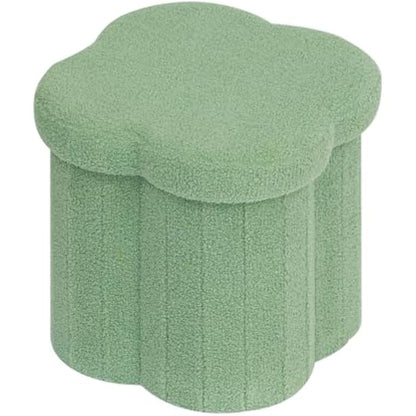 Bonlife Green Ottoman Storage Box,Teddy Storage Seat Box,Folding Small Footstool For Living Room,Kid's Toy Chest Box,Flower Shape,38x38x38cm