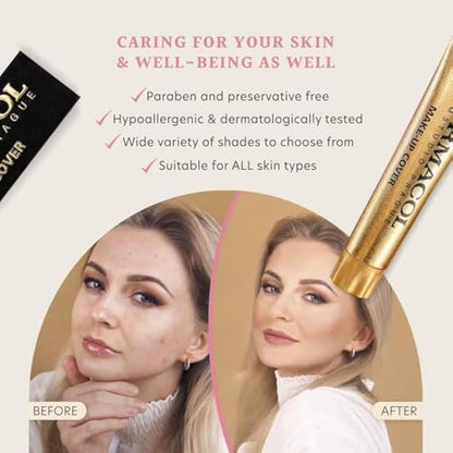 Dermacol - Full Coverage Matte Foundation with SPF 30, Waterproof Foundation for Oily Skin, Acne, & Under Eye Bags, Long-Lasting Makeup, 30g - Shade 208
