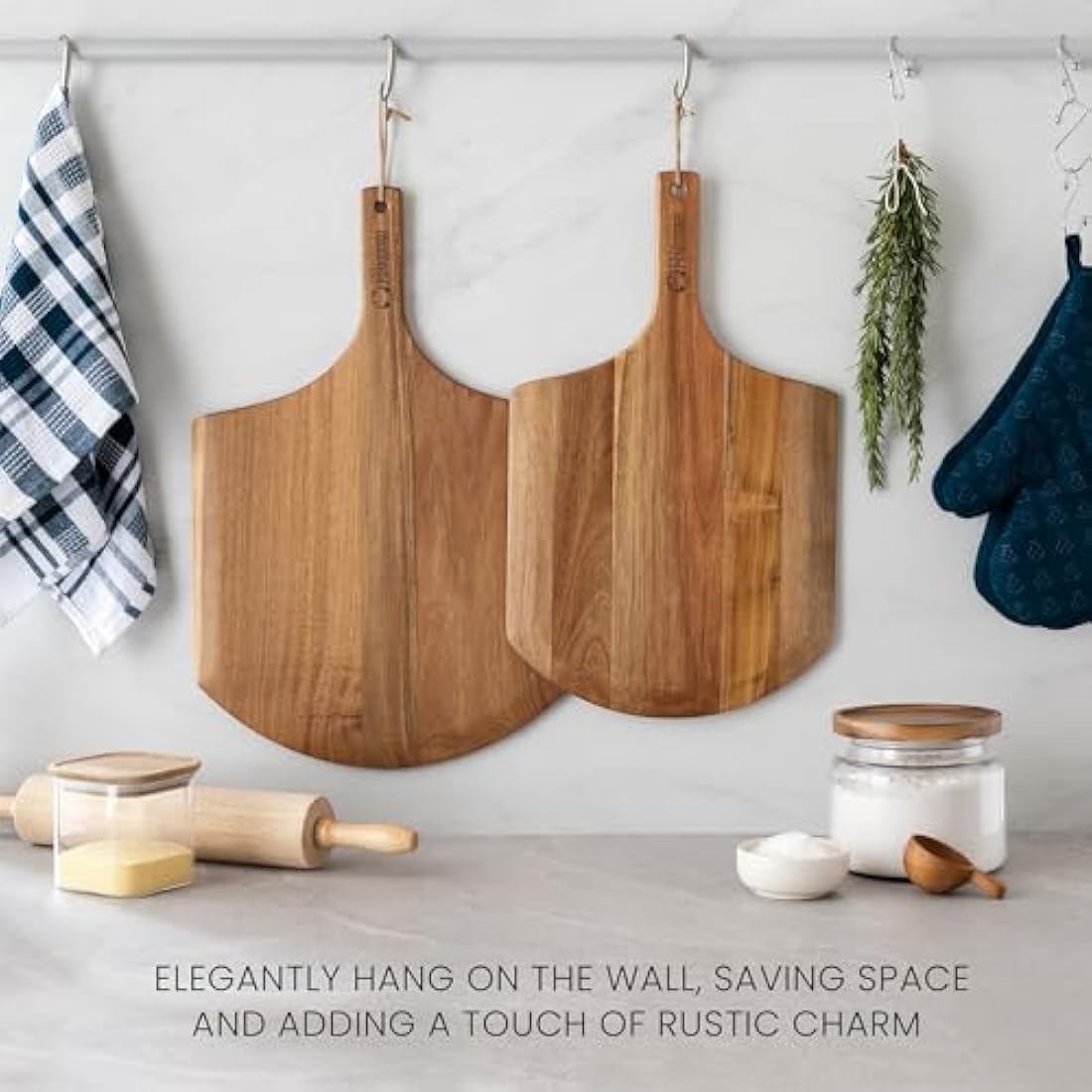 Chef Pomodoro Pizza Peel & Board, 14-inch (35.5 cm), Lightweight Acacia Wood, Baking Pizza & Bread, Oven Accessory