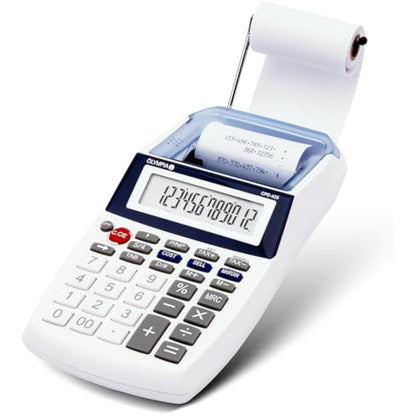 OLYMPIA Business Calculator with Paper Roll, 2.5 inches LCD Display, Blue, Desktop Format, Battery Powered, Ideal for Office and Home Use
