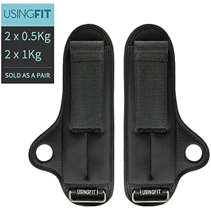 USINGFIT Wrist Weights with Thumb Loops Lock for Women Men 0.5kg * 2 / 1kg * 2/1.5kg * 2 Ankle Weights Arm Hand Leg Weighted Gloves Sand Bags Ladies Sandbag Walking Running Gym Fitness Training