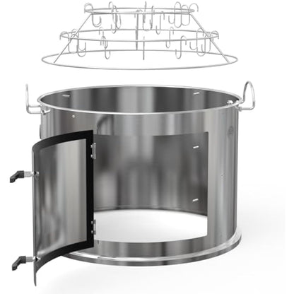 Onlyfire Stainless Steel Smoking Chamber Middle Cooking System for Weber 57cm Kettle Charcoal Grill (Ring+ Bacon Hanger Rack Kit), Turn your Kettle into Smoker Charcoal Grill