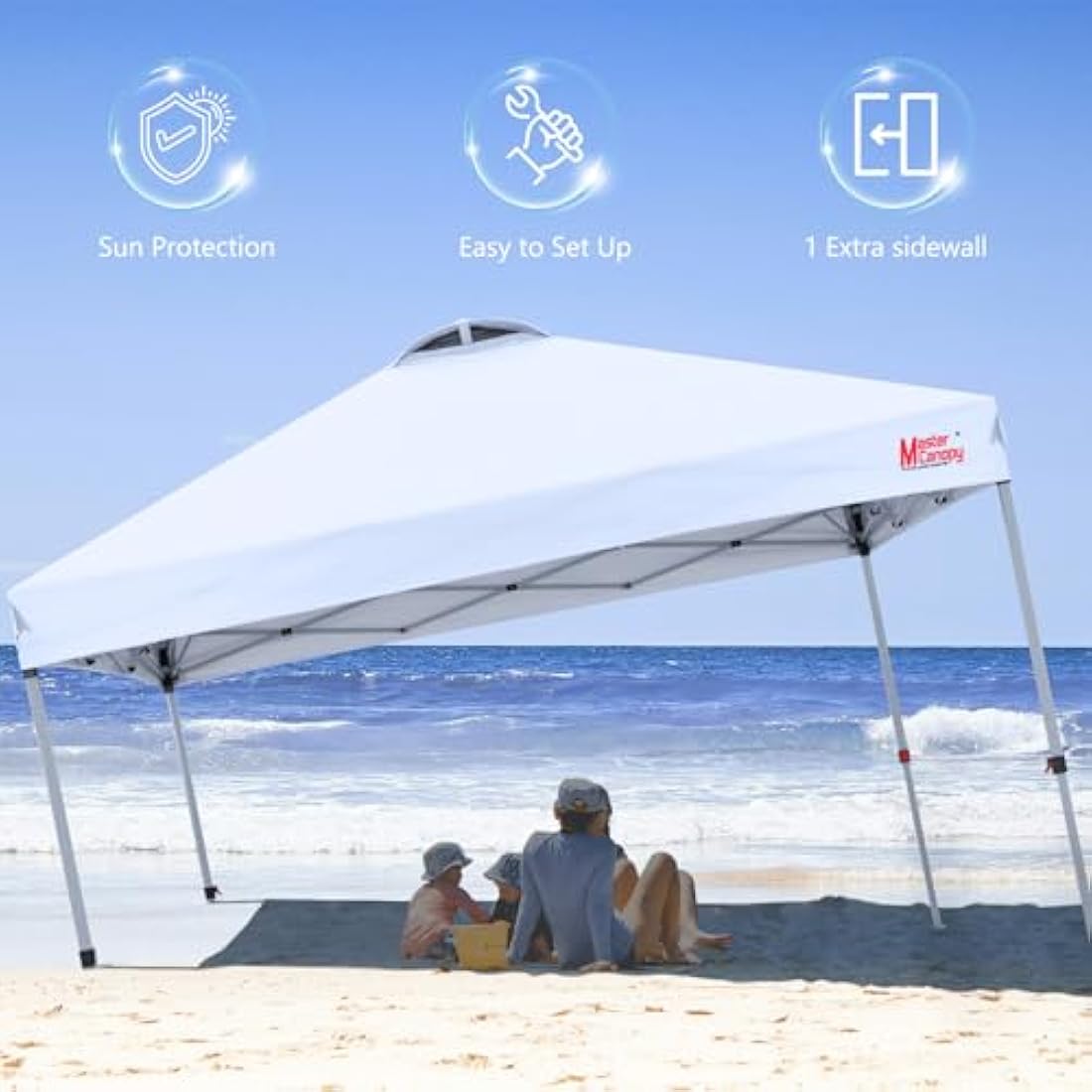 MASTERCANOPY Durable Ez Pop-up Gazebo Tent with 1 Sidewall (2x2M,White)