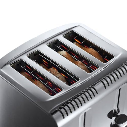 Russell Hobbs 4 Slice Buckingham Toaster with Fast toast technology - (Blue light strip indicates toasting, Independent & Extra wide slots, 2400W,