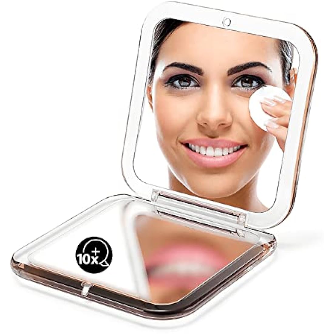 Compact Mirror Magnifying Pocket Mirror 10X Small Travel Folding Mirror for Handbag Square 3.5 inch(Gold)