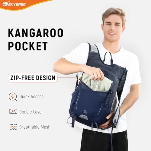 SKYSPER 15L Hiking Backpack Small Travel Daypack Breathable Lightweight Day Hike Rucksack with Shoulder Pocket Women Men