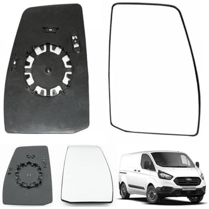 Clip on Heated Base Wing Mirror Glass fits Ford Transit Custom 2014 to 2023 Right Driver Side