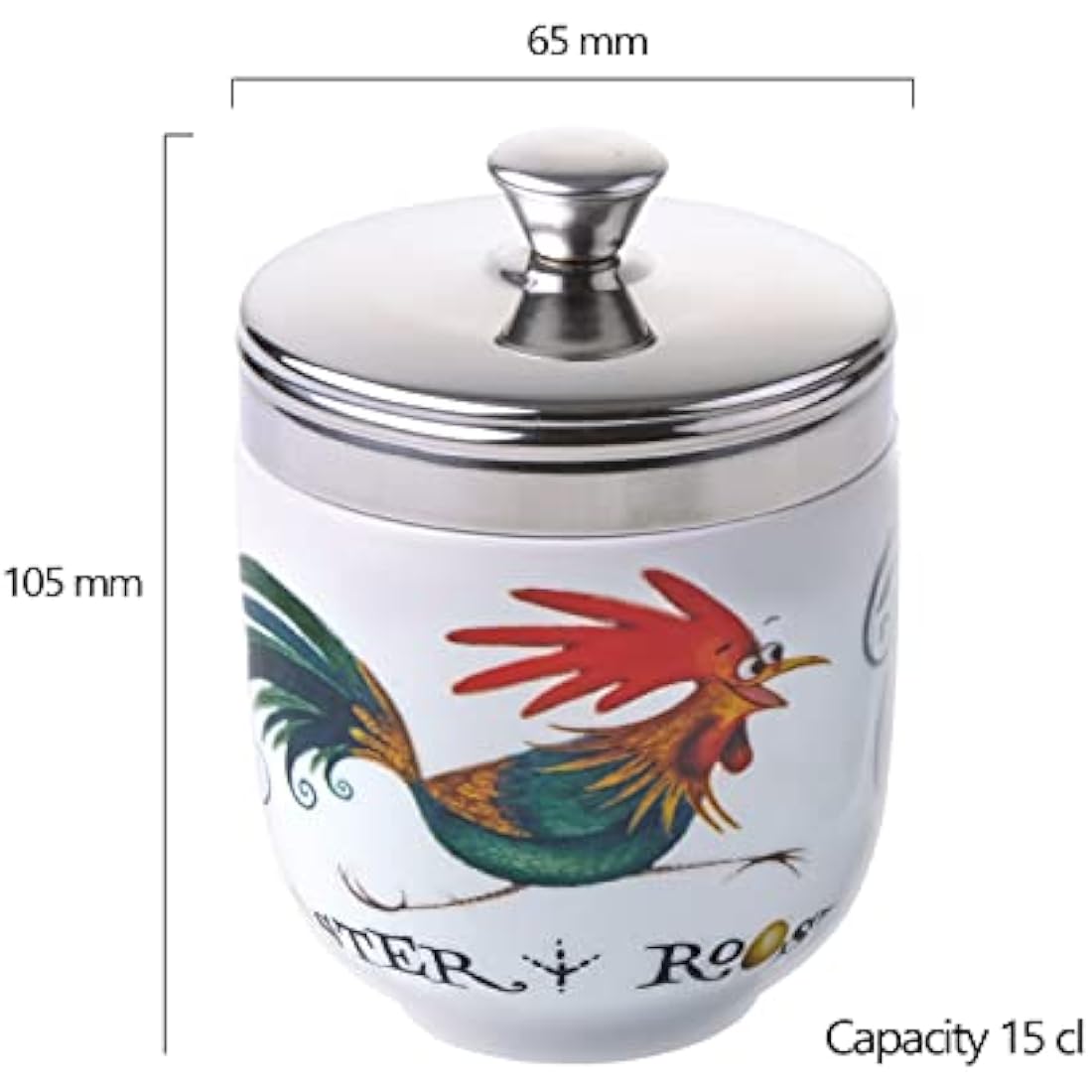 BIA International - Set Of 2 Porcelain Egg Coddlers - Chasing Chickens Design By Clare Mackie - Egg Boiler Kitchen Gadgets - Sous Vide Cooking Pot