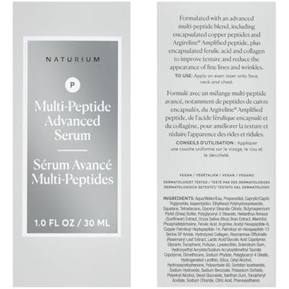 Naturium Multi-Peptide Advanced Serum, Firming & Smoothing Face Serum for Fine Lines & Wrinkles with Advanced Multi-Peptide Blend | 1.0 FL OZ / 30 ML