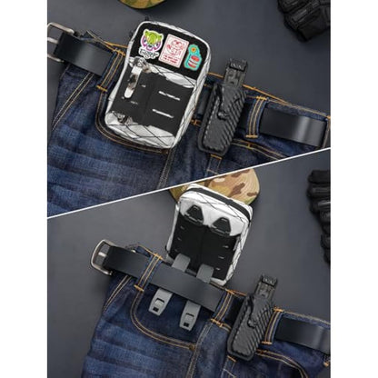 TACTICAL GEEK Compact Multi-Purpose MOLLE EDC Waist Pouch, Nylon Daily Utility Tool Organizer Bag X-White