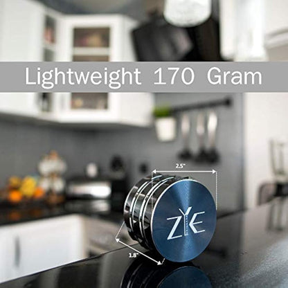 ZYE Herb Grinder – Quality Aluminium w/Ultra Sharp Teeth – Large 2.5" 4 Piece w/Twist & Lock Storage Layer – No Flaking and Non-Stick - Black