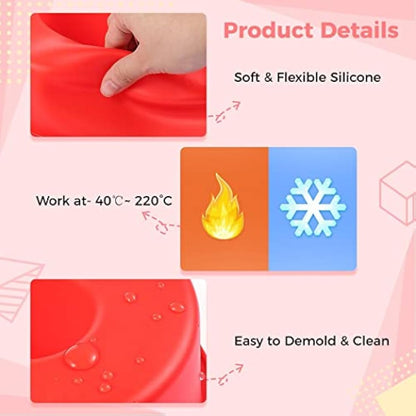 SWEWARM 9 PCS Number Cake Pans - Large 10 Inch Silicone 3D Number Cake Molds (Red)