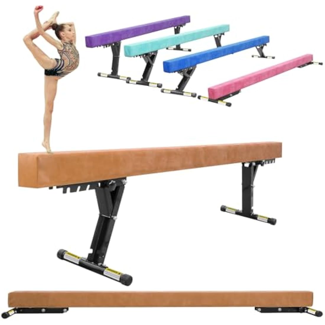 SportBob Gymnastics Beam 8ft High and Low Floor Balance Beam with 5 heights Adjustable, Gymnastics Balance Beam for Kids Children Girls Training, Home Gym Equipment for All Gymnastic