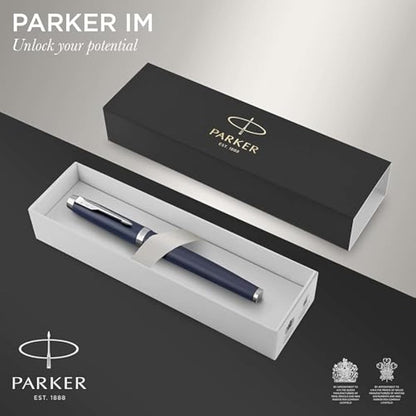 Parker IM Fountain Pen | Matte Blue | Medium Nib with Blue Ink Refill | Gift Box