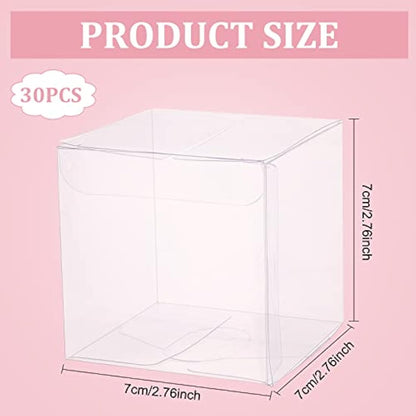 BENECREAT 30PCS 7x7x7cm Clear Cube Wedding Favour Boxes PVC Transparent Cube Gift Boxes for Jewelry Storage Display, Cake, Candy, Chocolate, Balloon