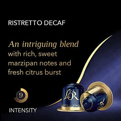 L'OR Espresso Ristretto Decaf Coffee Pods x10 Intensity 9 (Pack of 10, Total 100 Capsules)