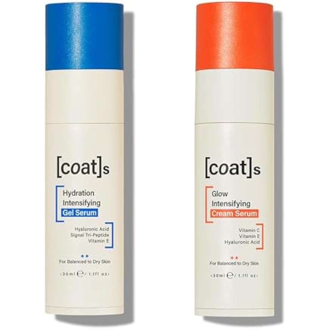 Coats Glow Duo – Glow Intensifying Cream Serum with Vitamin C 30 ml + Hydration Intensifying Gel Serum with Hyaluronic Acid 30 ml – Plumps + Brightens skin, for all skin types