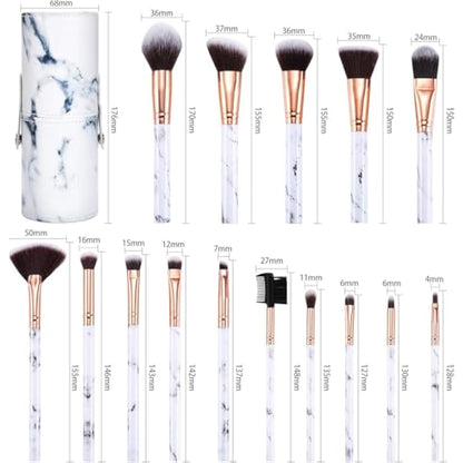 Makeup Brushes DUAIU Makeup Brush Set Professional 15-Piece Marble Make Up Brushes for Foundation Brush Powder Concealers and Eyeshadow Brush with Exquisite Marble Bucket Gift Box White