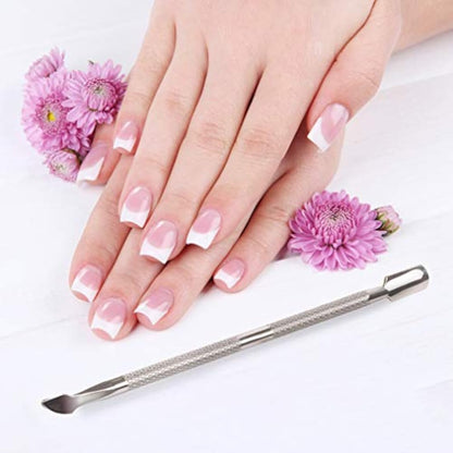 Armiz Cuticle Pusher Stainless Steel Dual Head Nail Scraper for Gel Nails Uv Gel Polish Remover Tool - Cuticle Stick for Fingernails and Toenails
