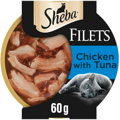 Sheba Fillets Cat Food Tray with Chicken and Tuna (MSC) in Gravy 2x16x60g