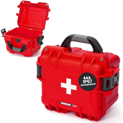 Nanuk 908 Waterproof First Aid Prepper Survival Gear Dust and Impact Resistant Case - Empty - Red (908-FSA9)