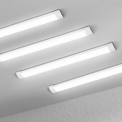 muzha 4 Packs LED Batten Lights，PC Body， 5FT 50W 4000k 5000lm,Low Profile Wall or Ceiling Surface Mounted Fitting for Home/Workshop/Office/School Restaurant (5FT)