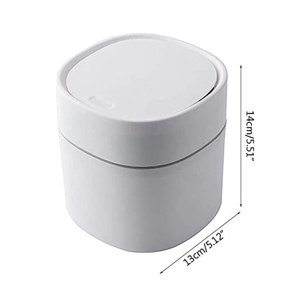 ETRAVEL plastics Small bin office desk bin with lid for countertop, cosmetic table top, bathroom, bedroom, kids (WHITE)
