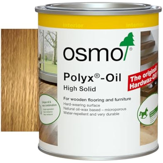 Osmo Polyx®-Oil Hard Wax Oil 3032 - Clear Satin, 750ml - Durable Wood Finish for Furniture & Floors Water & Dirt Resistant Treatment for Oak, Pine, Spruce, Beech & More