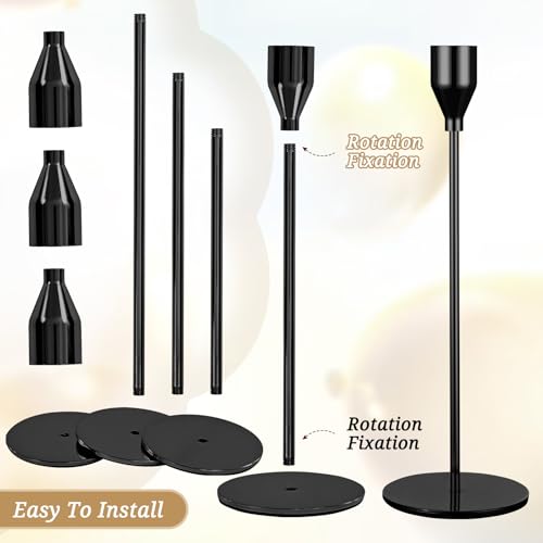 Set of 12 Black Candlestick Holders for Taper Candles,Black Candle Holder Fits 3/4 inch Thick Taper Candles,Tall Candlestick Holders for Wedding,