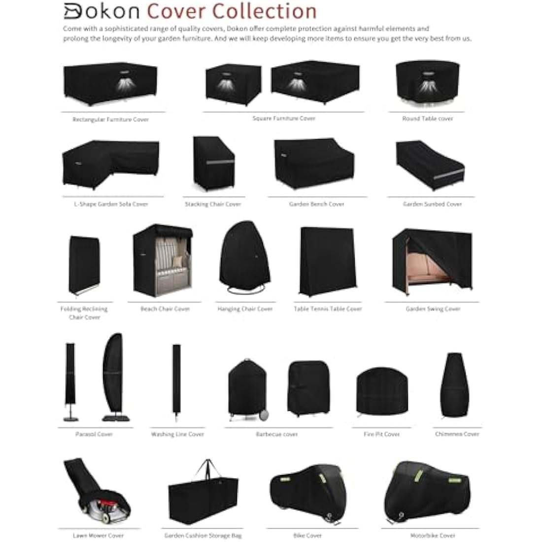 Dokon Garden Furniture Covers Waterproof, Garden Table Cover with Air Vent, Heavy Duty 420D Oxford Fabric Windproof Anti-UV Outdoor Table and Chairs Cover, Patio Set Cover, Round - Ø128 x 71cm