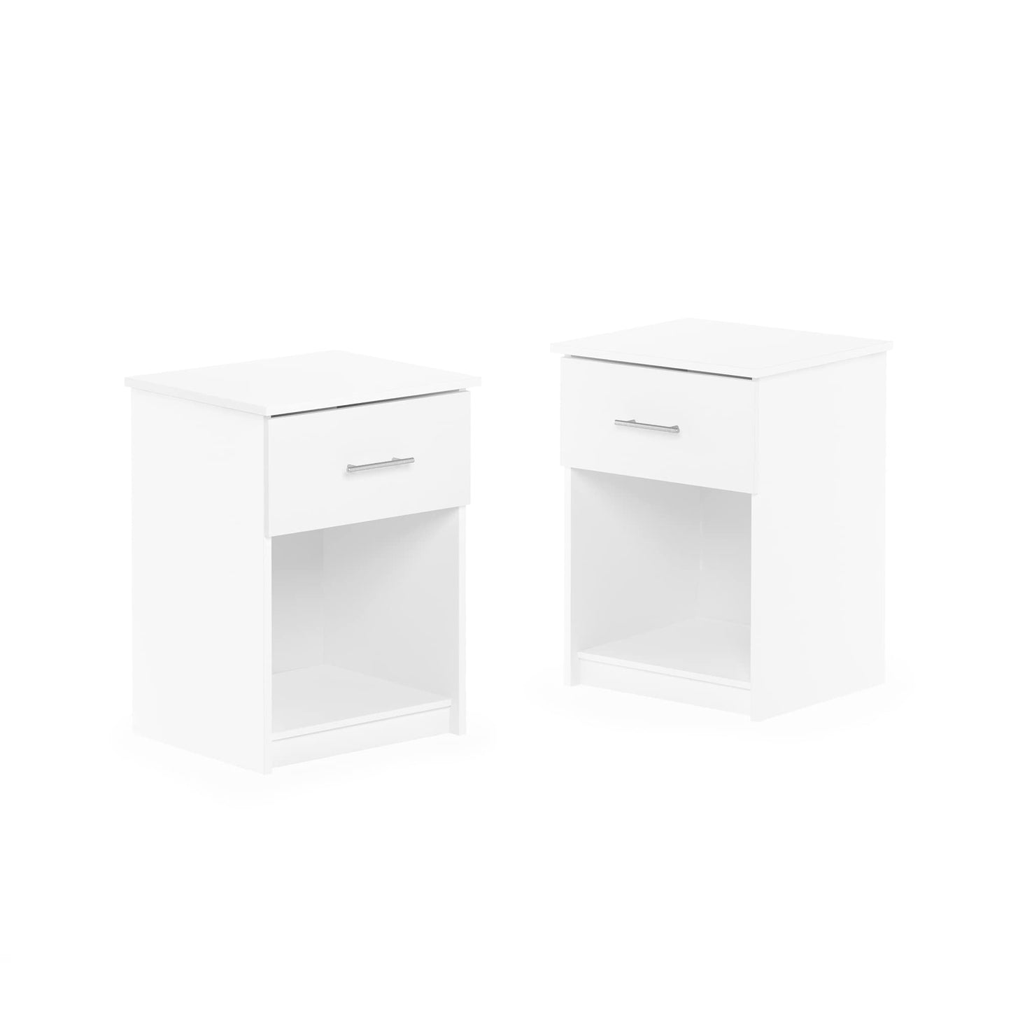 Furinno TIDUR Night Stand Set of 2, Nightstand with Drawer, Bedside Table, End Table, Side Table with Storage Shelf, Bar Handle Drawer, for Bedroom