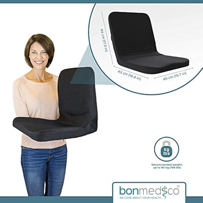 bonmedico Back Support for Office Chair - Ergonomic Seat Cushions and Back Support Cushion for Lumbar Support - Portable & Washable Non-Slip Bottom- Gifts for Mum and Dad - Black