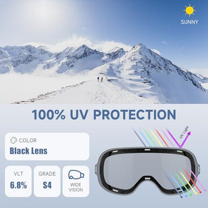 Findway Ski Goggles,Snowboard Goggles for Men Womens Ladies Over Glasses OTG, Magnetic Interchangeable Spherical Lens,Anti-fog 100% UV Protection,