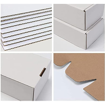 RLAVBL 25 Pack 153x102x76 mm (6x4x3 in) Shipping Boxes Small White Corrugated Cardboard Box for Packing Mailing