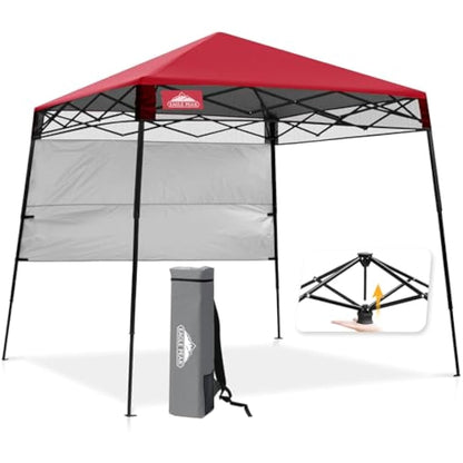 EAGLE PEAK Day Tripper 2.5m x 2.5m Slant Leg Lightweight Compact Portable Canopy w/Backpack Easy One Person Set-up Folding Shelter and 36 Square Feet of Shade (Red)