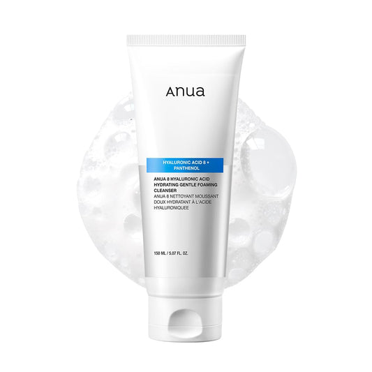 ANUA Hydrating Gentle Foaming Cleanser, Hyaluronic Acid, Glycerin, Zinc PCA, Panthenol, Korean Face Wash for Dry Skin, for Double Cleansing, Korean