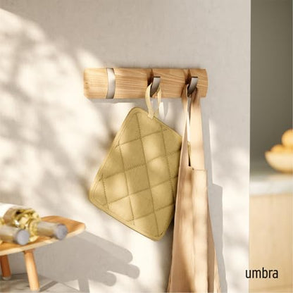 Umbra Flip 3-Hook Wall Mounted Coat Rack, Modern, Sleek, Space-Saving Coat Hanger with 3 Retractable Hooks to Hang Coats, Scarfs, Purses and More, Natural
