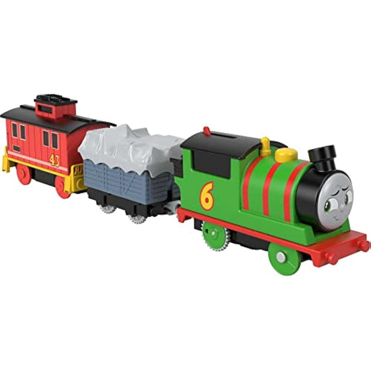 Thomas and Friends Motorized Toy Train Percy Battery-Powered Engine and Brake Car Bruno Rail Vehicle for Ages 3+ Years, HHN44