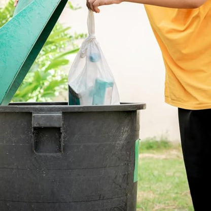 Kordis Strong Tie Handle Swing Bin Bag Liners - 6 Rolls x 20 Bags. 50L White Plastic Bin Bags For Kitchen Bins & Large Indoor Trash Bin. 120 Heavy Duty, Unscented Garbage Bags - 60 x 90cm