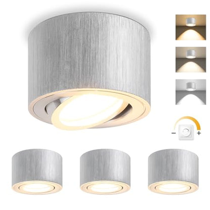 GeyouLux Dimmable LED Spotlight with Adjustable Projection, 5 W Ceiling Spotlights, Diameter 80 x 50 mm, 3000 K/4000 K/6500 K, 30 Rotation Bathroom