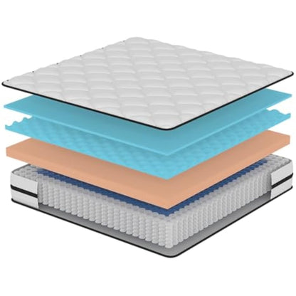 Twirest King Mattress, Hybrid Memory Foam and Spring Zonal Support, Decompression, Medium Firm, Soft and Breathable Cloth, Mattress-in-Box, 150x200x30cm
