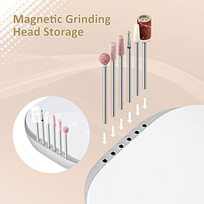 Madenia Professional Electric Nail Drill Machine with LCD Touch Screen, 35000 RPM Efile Nail File Drill for Arylic Gel Nails, E File Kit for Salon Home Manicure Use, Pink