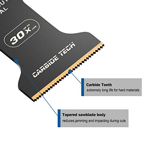 EZARC 3pcs Oscillating Tool Blades Carbide Multitool Saw Blades for Hard Material, Hardened Metal, Nails, Bolts and Screws, 3-Pack