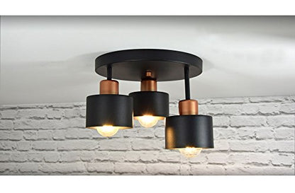 Ceiling lamp Ceiling lamp| Black Copper | 3 Flames | Lamp 3 x E27 | 230V | Retro Design | 382-e3 Skandi (Black, Copper)