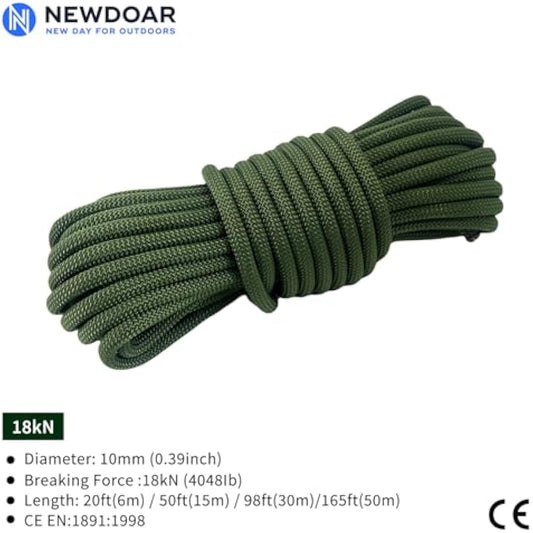 NewDoar Outdoor Rope 14KN/18KN 8mm/10mm High Strength Accessory Cord Rope Double Braid Multifunctional Cord for Camping, Hiking, Fishing, Hauling Loads, Hammocks,Tents