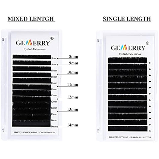 Gemerry Easy Fan Lash Extensions D curl 0.05mm 8-14mm Mixed Tray Noir Russian Volume Automatic Blooming Self Fanning Lashes Long Individual Volume 3D 4D 5D 6D 8D Lash Fan (0.05-d curl-mix 8-14mm)
