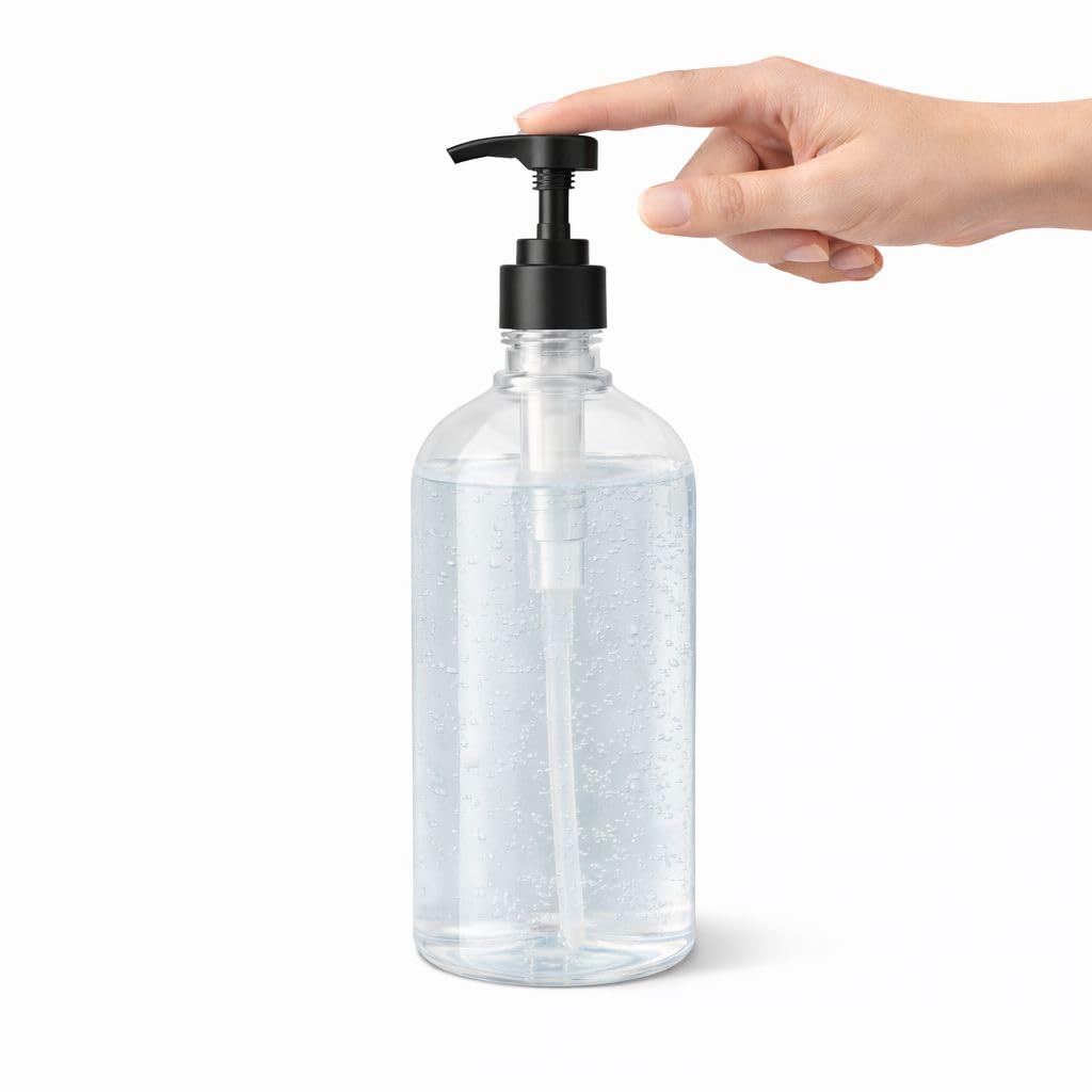 Barbers VIntage Universal Pump Dispenser Pack of 2, Fits Most popular Shampoo, Conditioner size, 1 Litre, 1000ml, 750ml, 500ml (Black)