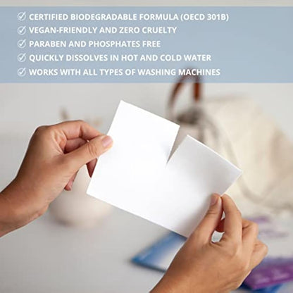Proto Future Eco-Friendly Laundry Detergent Sheets - Biodegradable, Hypoallergenic, Zero Waste, Plastic-Free Eco-Strips - No Enzymes, Plant-Based Formula (200 washes, Lavender)