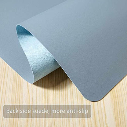 Desk Pad Large, DOBAOJIA Desk Mat, Laptop Mat, Writing Pad, Desk Blotter, Extended Mouse Mat, Large Mouse Pad for Office/Home, PU Leather Waterproof +Suede Non-Slip 27.5" X 13.8" (Grayish Blue)